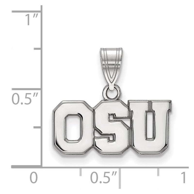 Sterling Silver Rhodium Plated Logoart The Ohio State University O S U Medium Pendant
