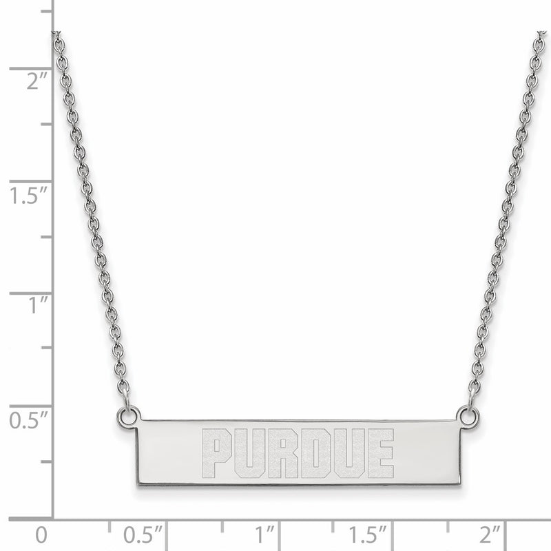 Sterling Silver Rhodium Plated Logoart Purdue University Small Bar 18 Inch Necklace