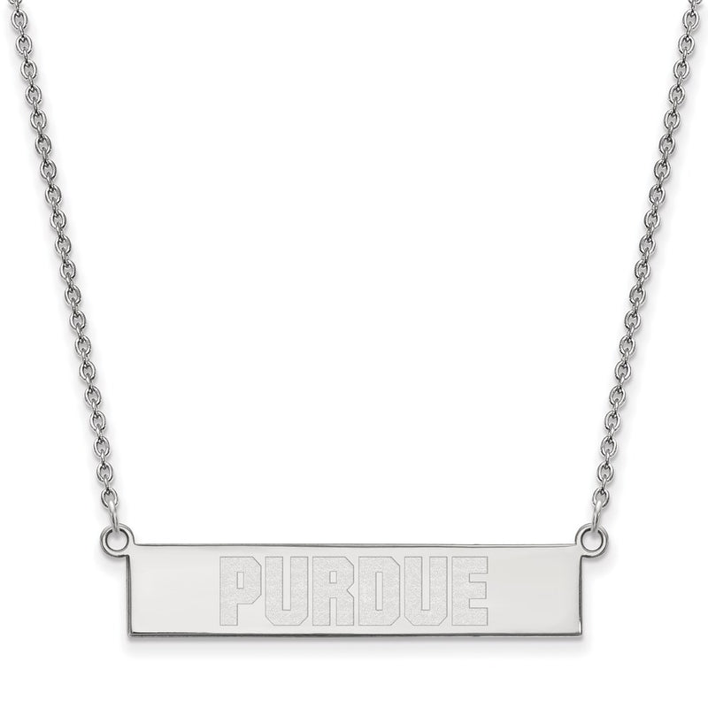 Sterling Silver Rhodium Plated Logoart Purdue University Small Bar 18 Inch Necklace