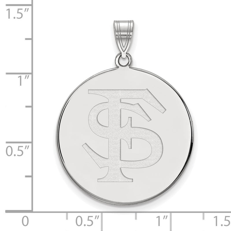 10K White Gold Logoart Florida State University F S Extra Large Disc Pendant