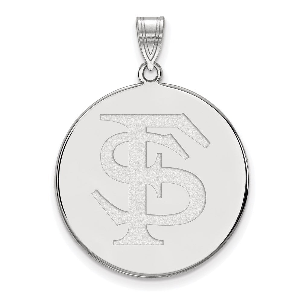 14K White Gold Logoart Florida State University F S Extra Large Disc Pendant