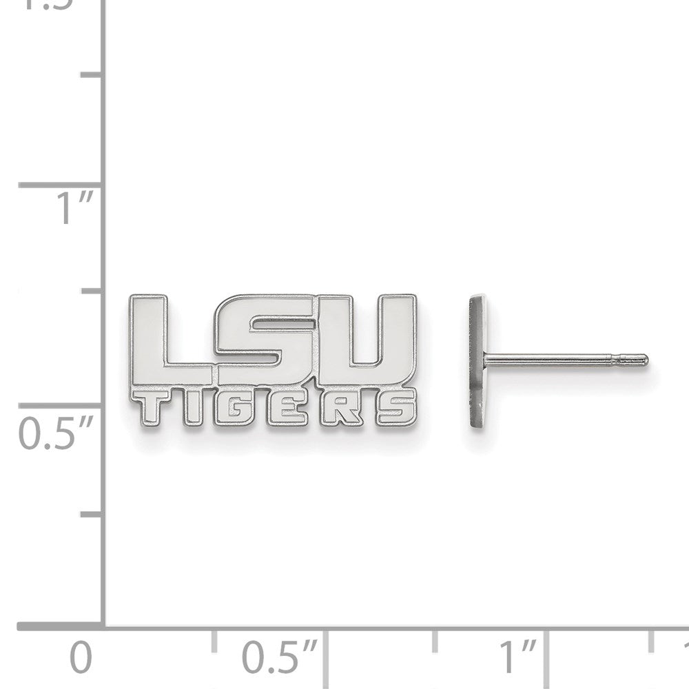 10K White Gold Logoart Louisiana State University L S U Tigers Extra Small Post Earrings
