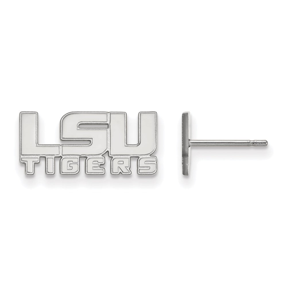 14K White Gold Logoart Louisiana State University L S U Tigers Extra Small Post Earrings