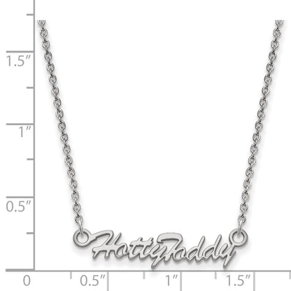 Sterling Silver Rhodium Plated Logoart University Of Mississippi Hotty Toddy Script 18 Inch Necklace