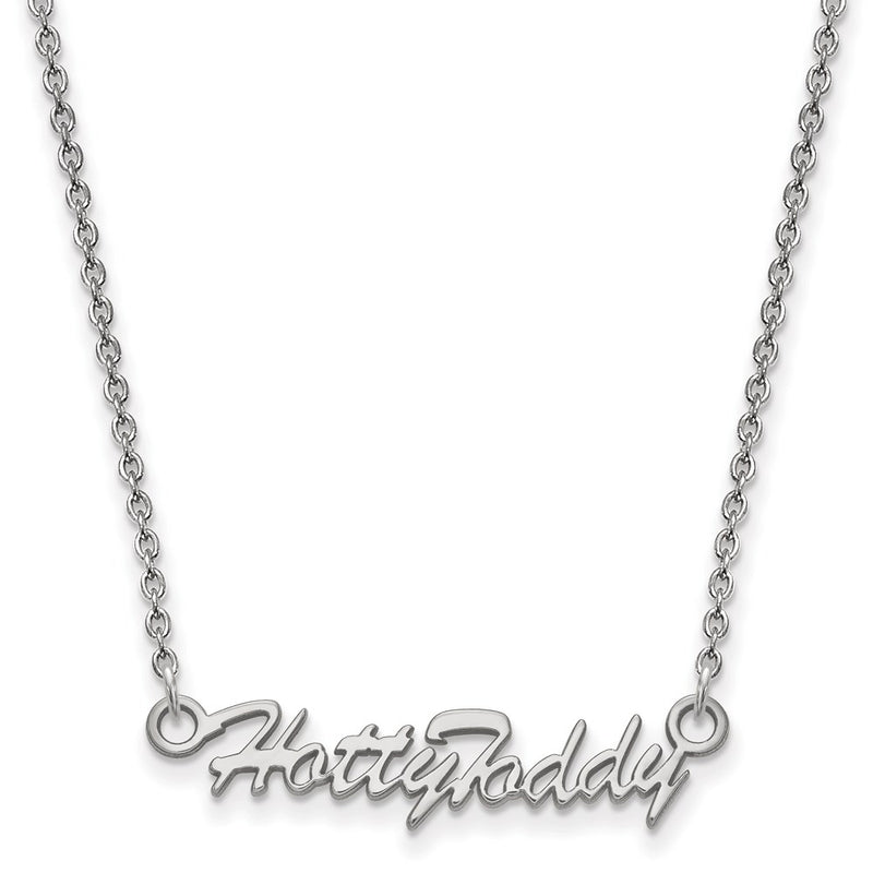 Sterling Silver Rhodium Plated Logoart University Of Mississippi Hotty Toddy Script 18 Inch Necklace