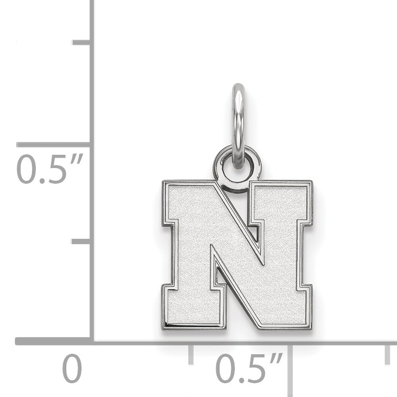 10K White Gold Logoart University Of Nebraska Letter N Extra Small Pendant