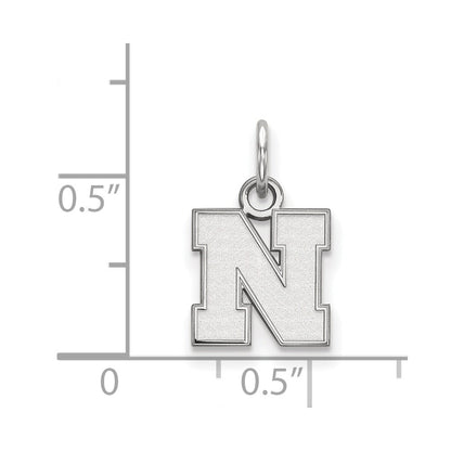 Sterling Silver Rhodium Plated Logoart University Of Nebraska Letter N Extra Small Pendant