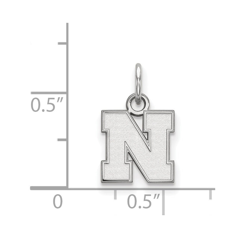 Sterling Silver Rhodium Plated Logoart University Of Nebraska Letter N Extra Small Pendant