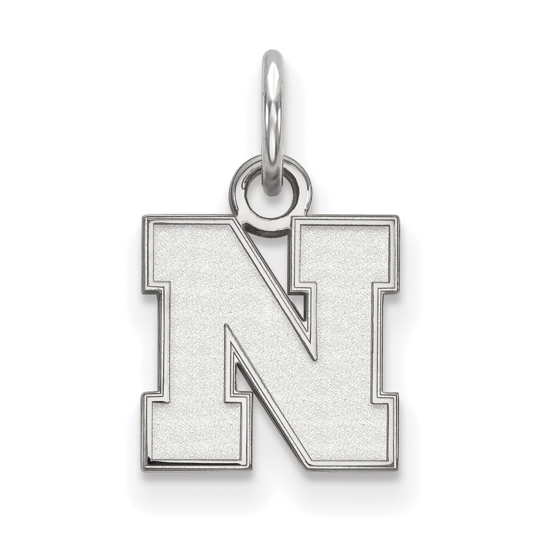 10K White Gold Logoart University Of Nebraska Letter N Extra Small Pendant