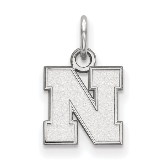 10K White Gold Logoart University Of Nebraska Letter N Extra Small Pendant