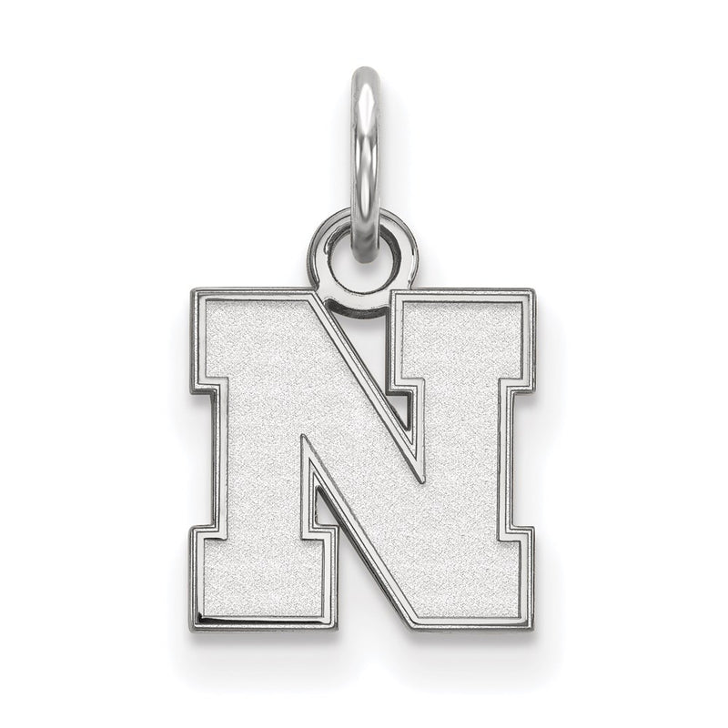 10K White Gold Logoart University Of Nebraska Letter N Extra Small Pendant