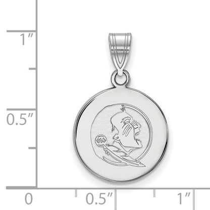 10K White Gold Logoart Florida State University Seminole Medium Disc Pendant