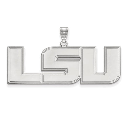 14K White Gold Logoart Louisiana State University L S U Extra Large Pendant