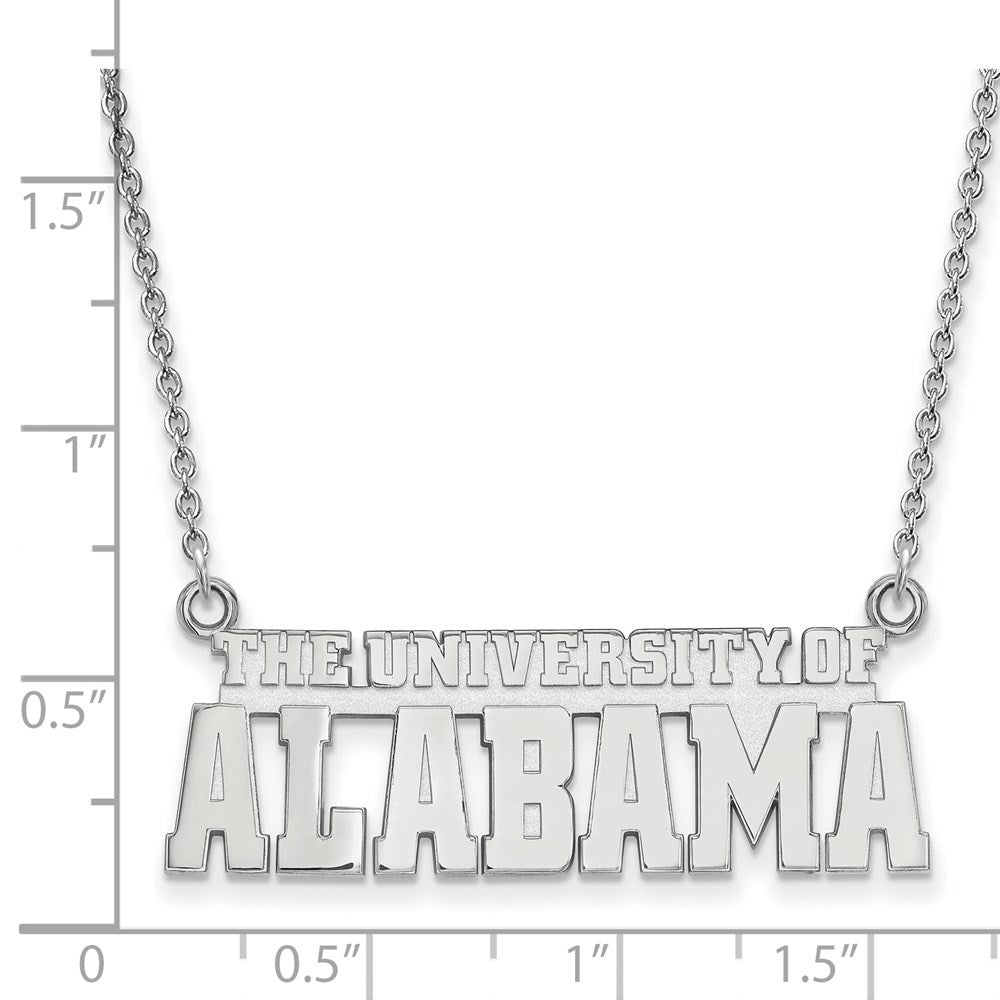 Sterling Silver Rhodium Plated Logoart The University Of Alabama Large Pendant 18 Inch Necklace