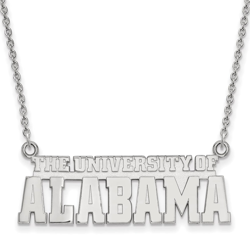 Sterling Silver Rhodium Plated Logoart The University Of Alabama Large Pendant 18 Inch Necklace
