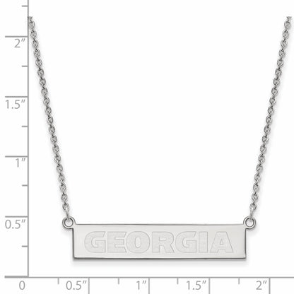 Sterling Silver Rhodium Plated Logoart University Of Georgia Small Bar 18 Inch Necklace