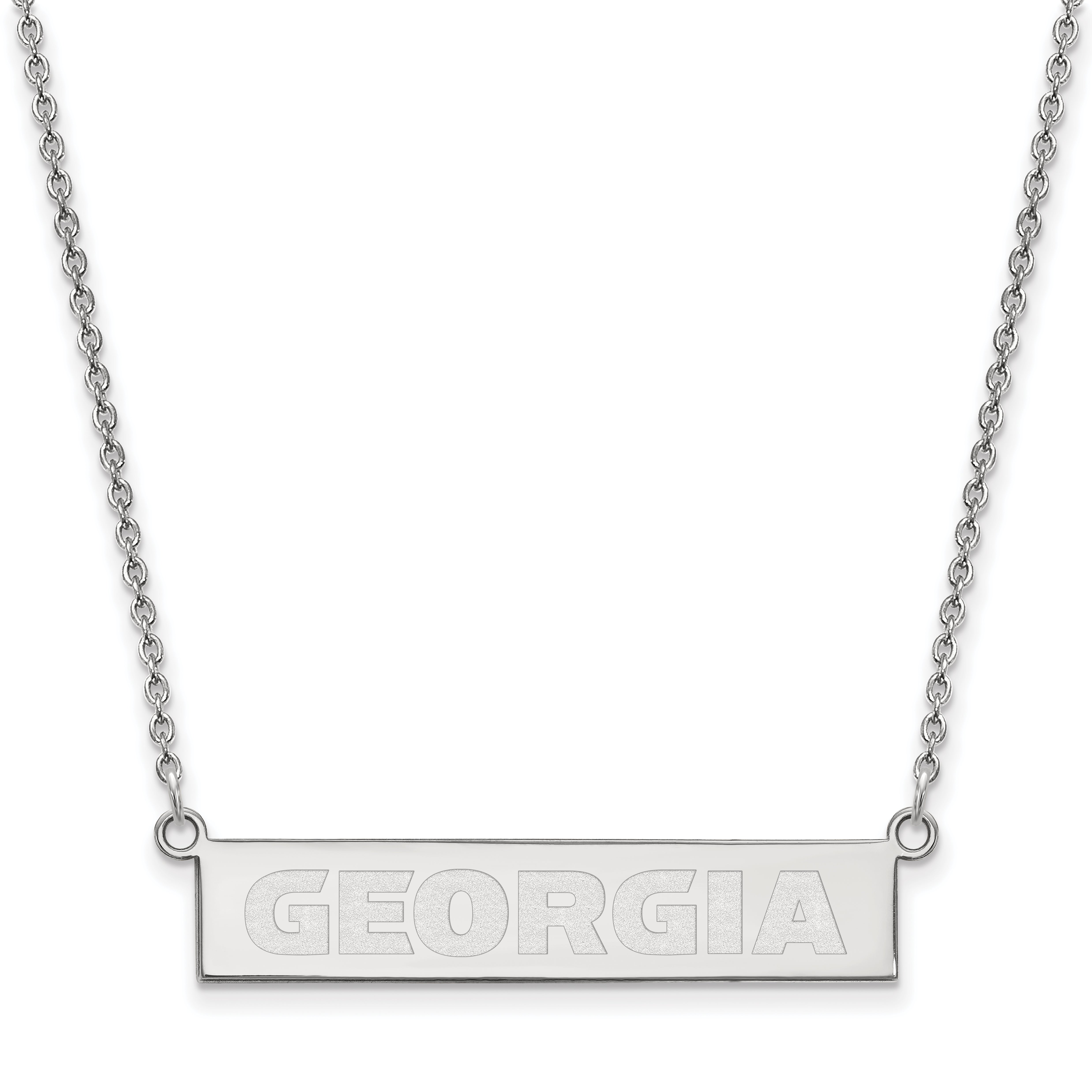 Sterling Silver Rhodium Plated Logoart University Of Georgia Small Bar 18 Inch Necklace