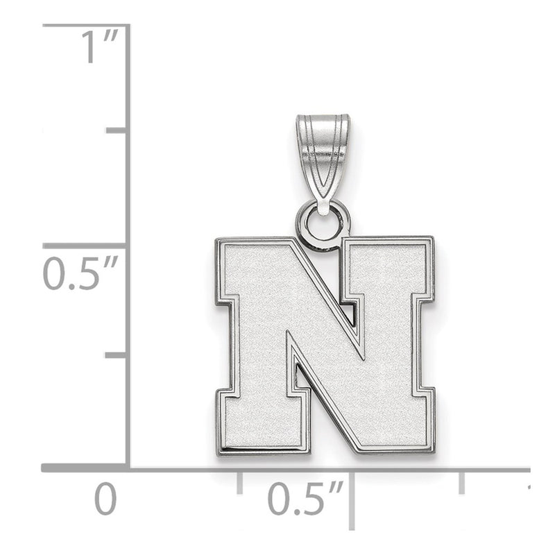 Sterling Silver Rhodium Plated Logoart University Of Nebraska Letter N Small Pendant