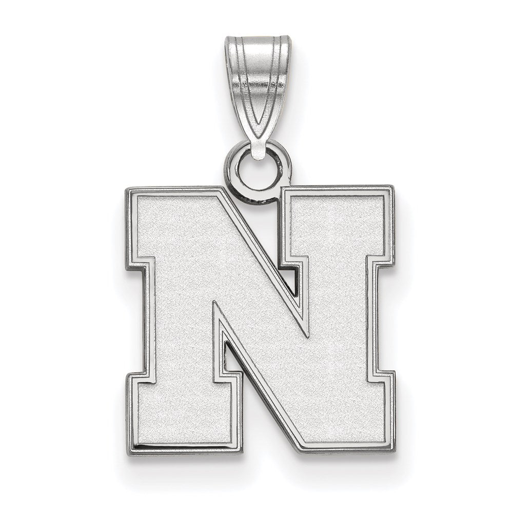 10K White Gold Logoart University Of Nebraska Letter N Small Pendant