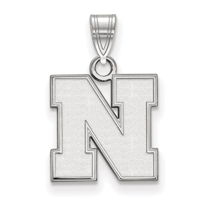 Sterling Silver Rhodium Plated Logoart University Of Nebraska Letter N Small Pendant