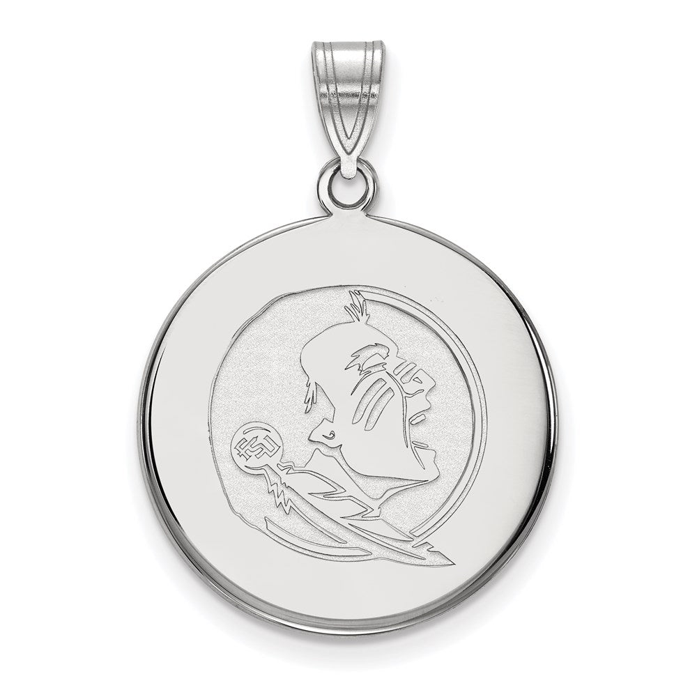 10K White Gold Logoart Florida State University Seminole Large Disc Pendant