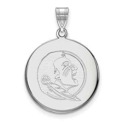 10K White Gold Logoart Florida State University Seminole Large Disc Pendant