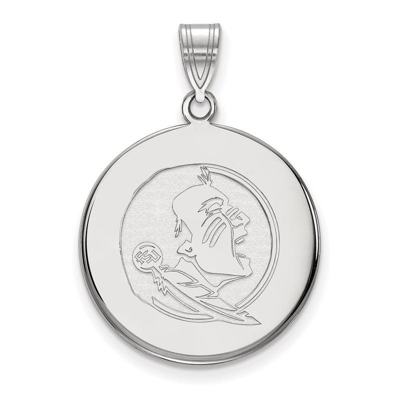 10K White Gold Logoart Florida State University Seminole Large Disc Pendant