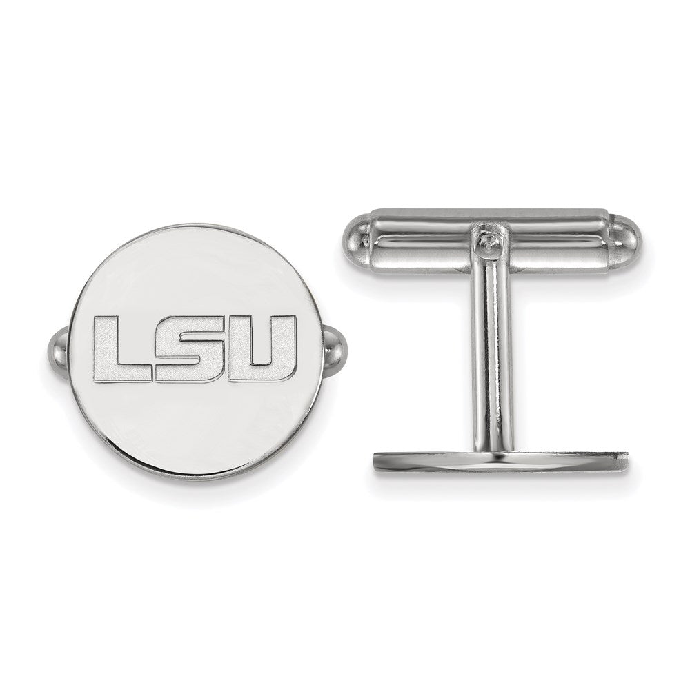 Sterling Silver Rhod-Pltd Logoart Louisiana State University Cuff Links