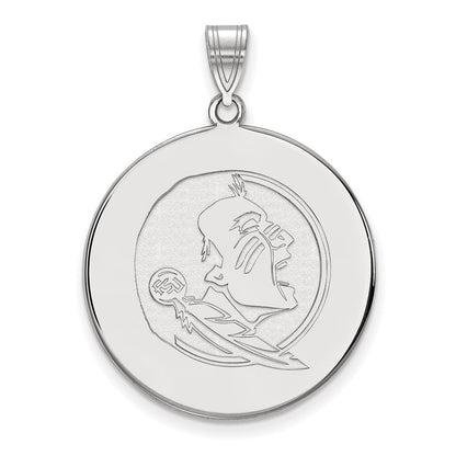 10K White Gold Logoart Florida State University Seminole Extra Large Disc Pendant