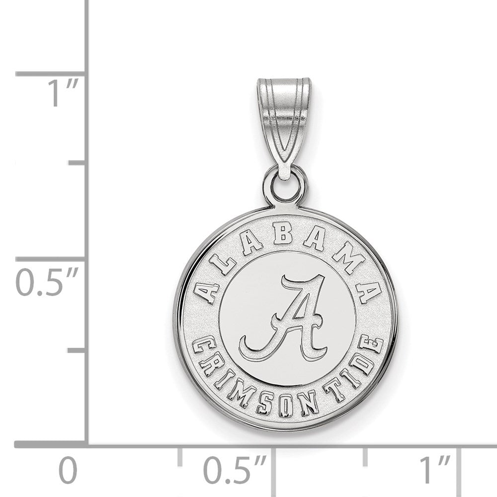 Sterling Silver Rhodium Plated Logoart University Of Alabama Crimson Tide Medium Disc Pendant