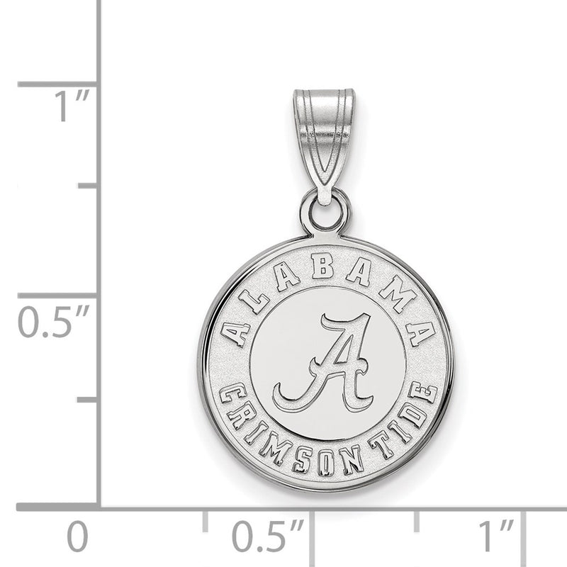 Sterling Silver Rhodium Plated Logoart University Of Alabama Crimson Tide Medium Disc Pendant