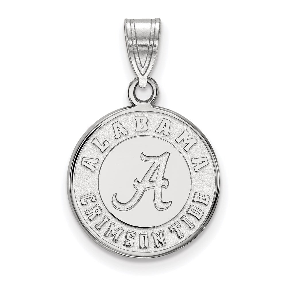 Sterling Silver Rhodium Plated Logoart University Of Alabama Crimson Tide Medium Disc Pendant