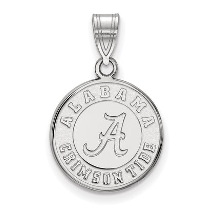 Sterling Silver Rhodium Plated Logoart University Of Alabama Crimson Tide Medium Disc Pendant