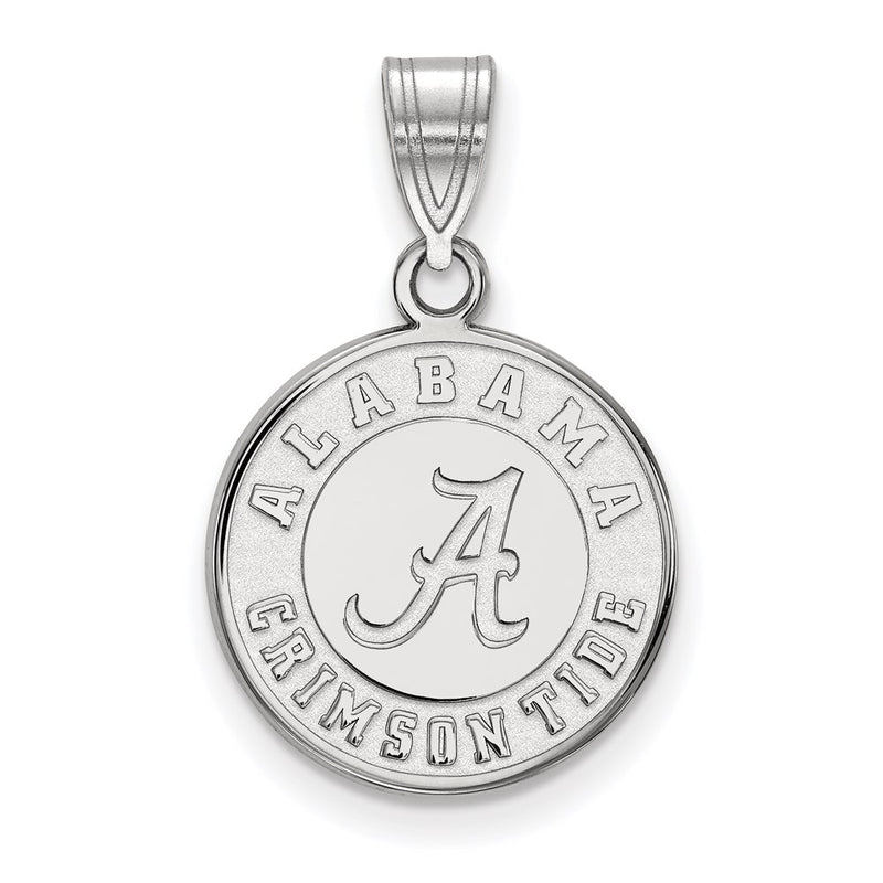 Sterling Silver Rhodium Plated Logoart University Of Alabama Crimson Tide Medium Disc Pendant