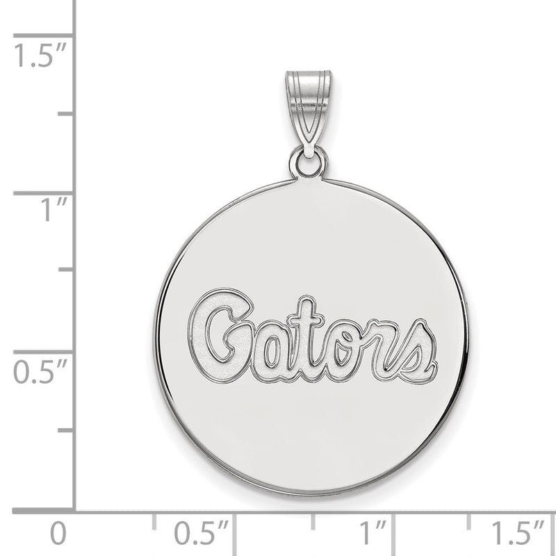 Sterling Silver Rhodium Plated Logoart University Of Florida Gators Script Extra Large Disc Pendant