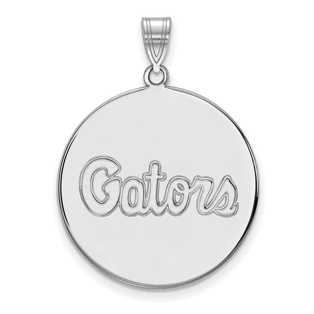 10K White Gold Logoart University Of Florida Gators Script Extra Large Disc Pendant