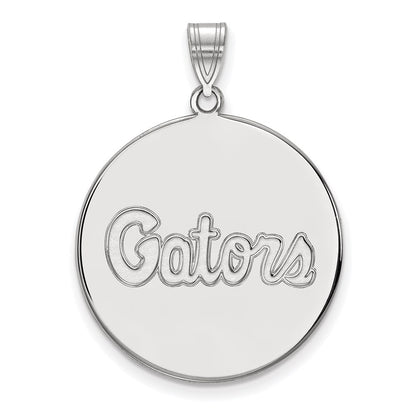 10K White Gold Logoart University Of Florida Gators Script Extra Large Disc Pendant