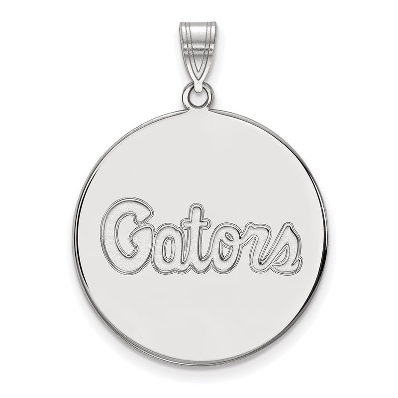 10K White Gold Logoart University Of Florida Gators Script Extra Large Disc Pendant
