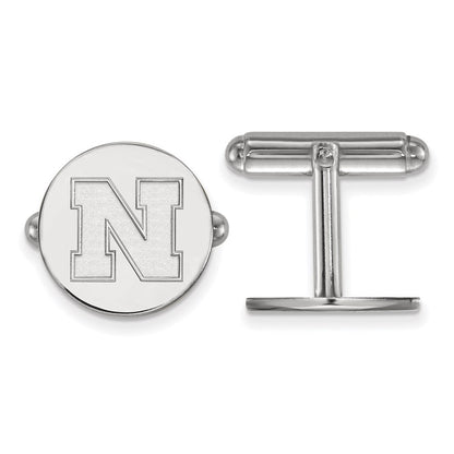 Sterling Silver Rhod-Pltd Logoart University of Nebraska Cuff Links