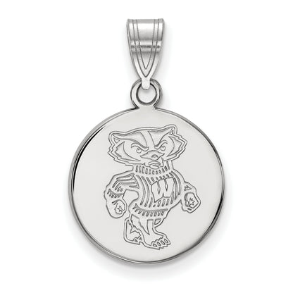 10K White Gold Logoart University Of Wisconsin Badger Medium Disc Pendant