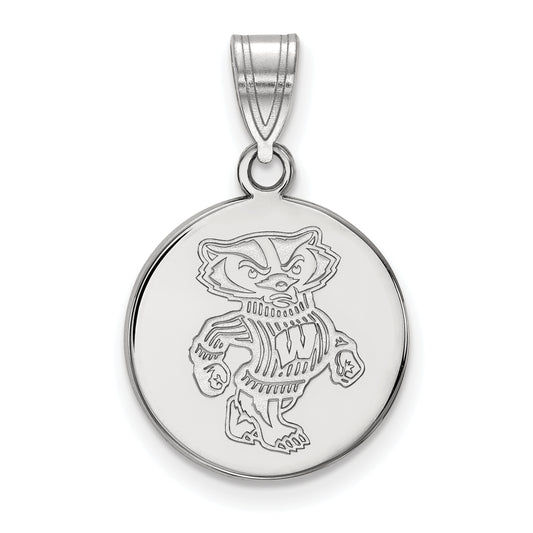10K White Gold Logoart University Of Wisconsin Badger Medium Disc Pendant