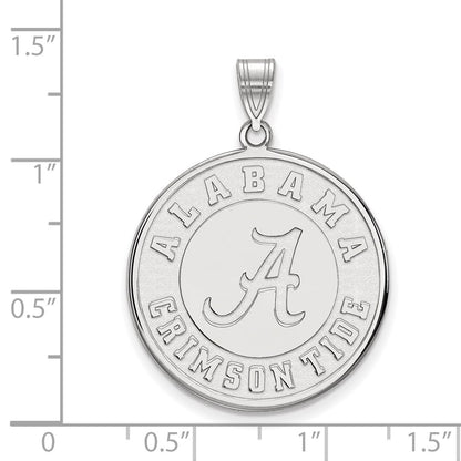 Sterling Silver Rhodium Plated Logoart University Of Alabama Crimson Tide Extra Large Disc Pendant