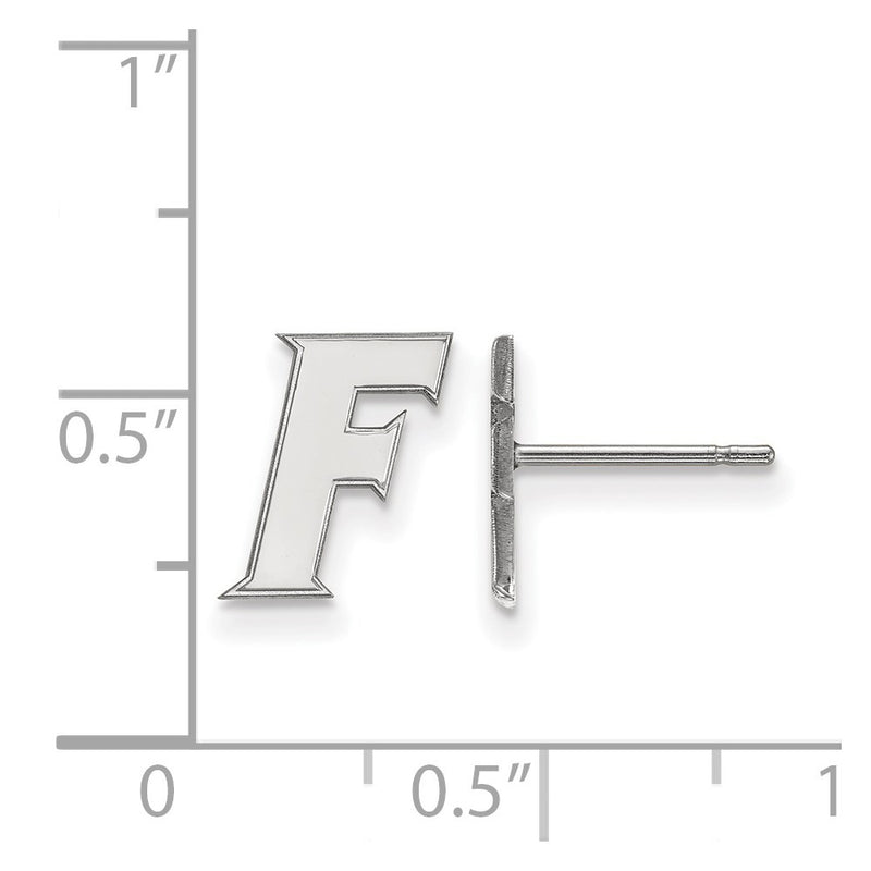 Sterling Silver Rhodium Plated Logoart University Of Florida Letter F Extra Small Post Earrings