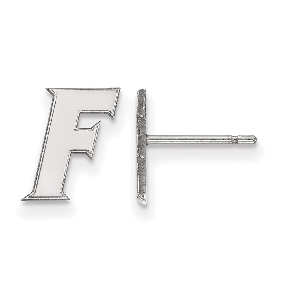 Sterling Silver Rhodium Plated Logoart University Of Florida Letter F Extra Small Post Earrings