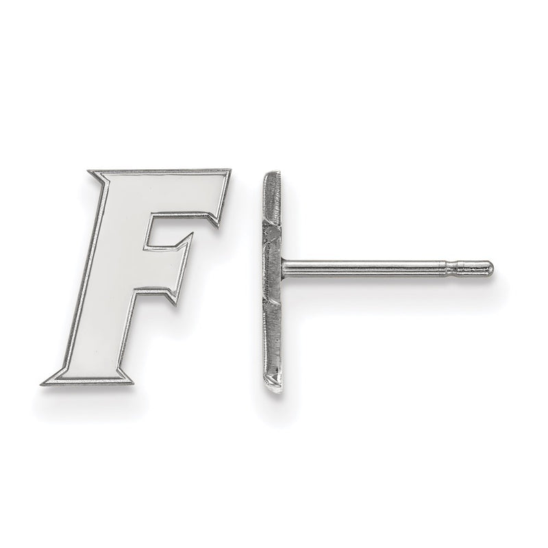 Sterling Silver Rhodium Plated Logoart University Of Florida Letter F Extra Small Post Earrings
