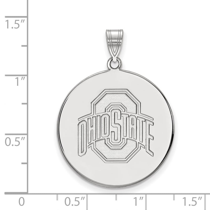 Sterling Silver Rhodium Plated Logoart The Ohio State University Extra Large Disc Pendant