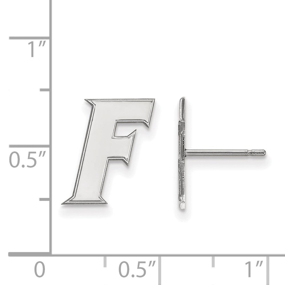 14K White Gold Logoart University Of Florida Letter F Small Post Earrings