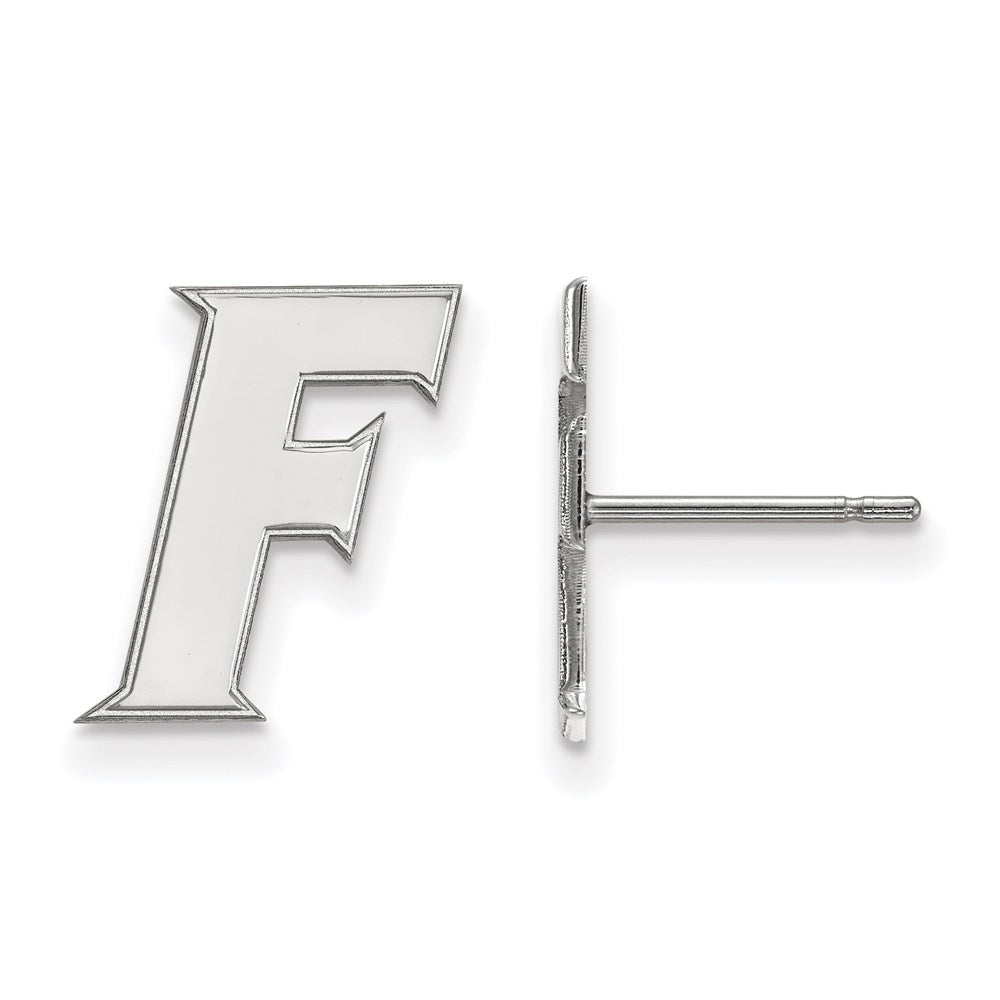 Sterling Silver Rhodium Plated Logoart University Of Florida Letter F Small Post Earrings