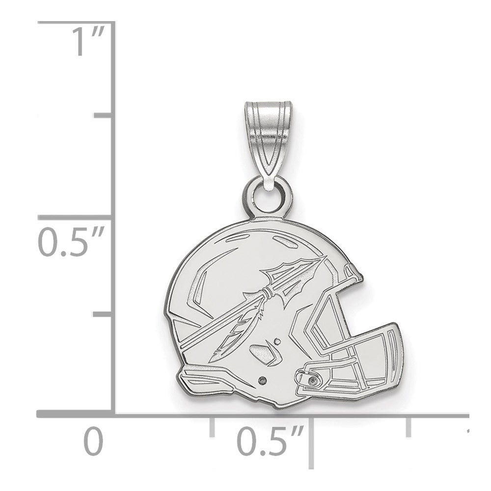 Sterling Silver Rhodium Plated Logoart Florida State University Arrow Medium Football Helmet Pendant