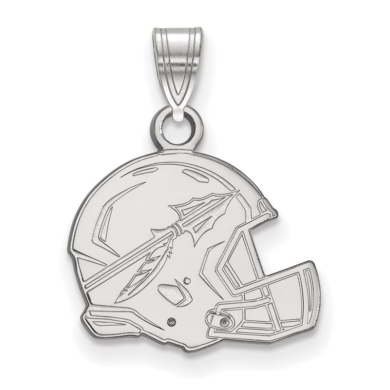 Sterling Silver Rhodium Plated Logoart Florida State University Arrow Medium Football Helmet Pendant